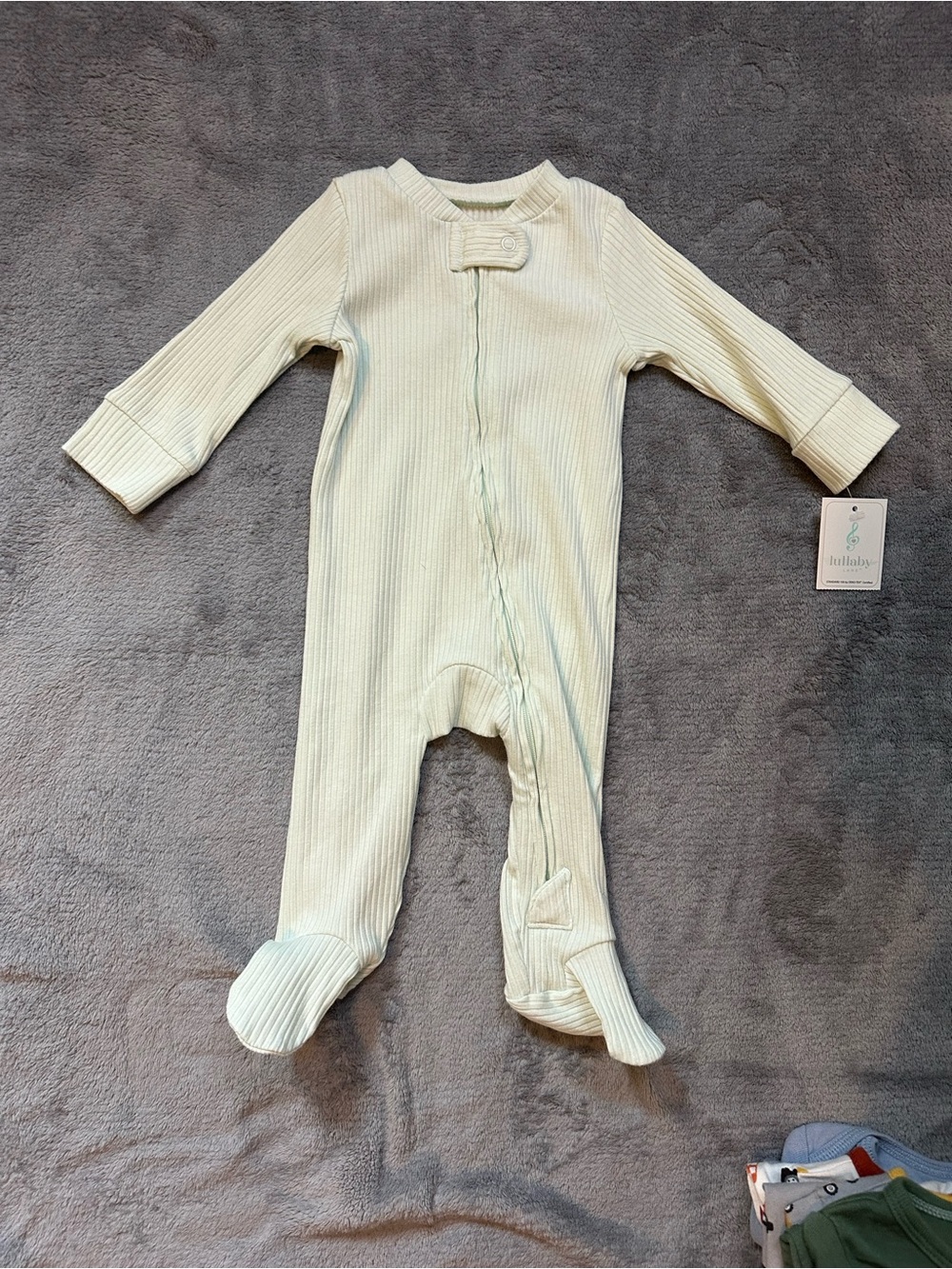 lullaby Cream Ribbed Footed One-Piece for Kids 0/3M